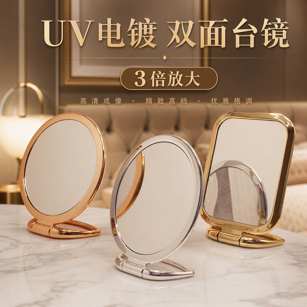 Square round double-sided handheld dressing table