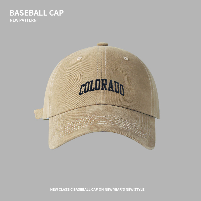 Hochwertige, matte Softtop-Baseballkappe mit aufgestickten Herrenbuchstaben in koreanischer Version, trendigem großem Kopf, kleinem Gesicht,_voghion.com