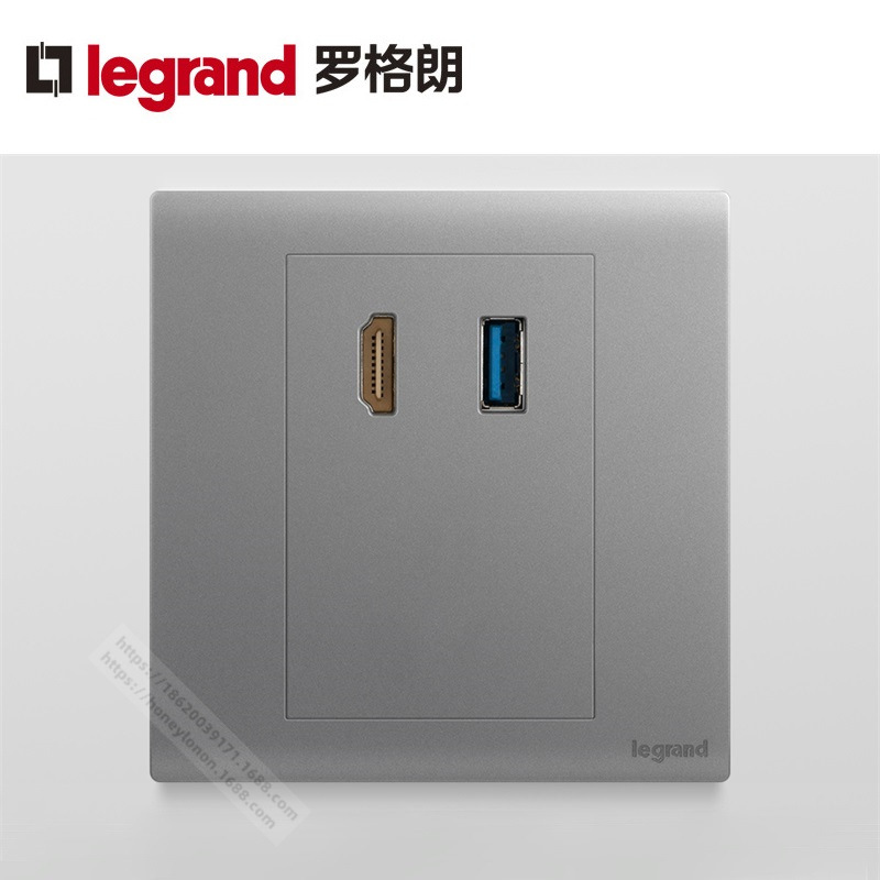 Legrand/罗格朗 简悦 HDMI+USB(连接)插座_深砂银 F6/USB/HDMI-C3