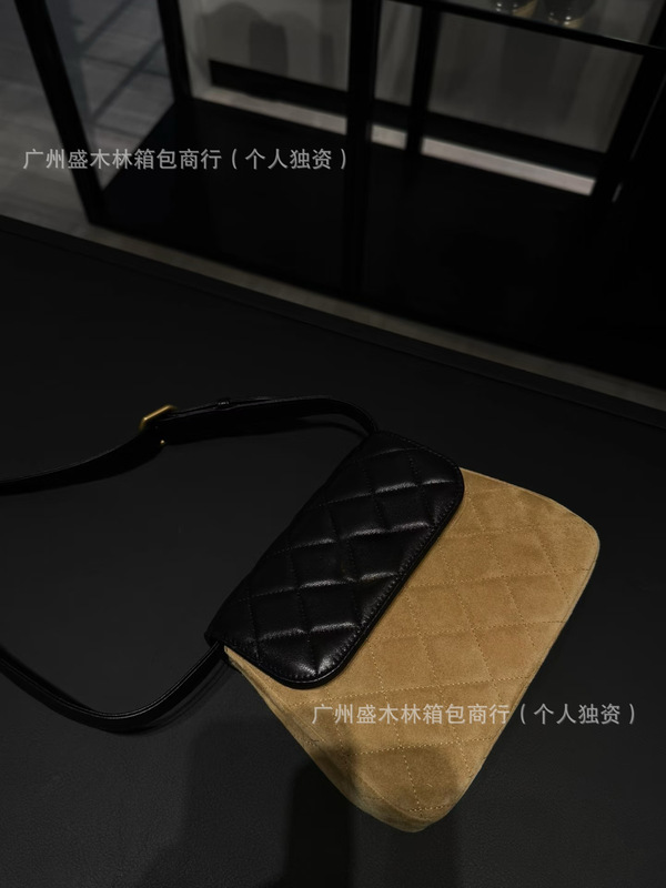 25A Xiaoxiangfeng スエードとシープスキンのフラップバッグレトロ菱形多用途携帯電話バッグ女性用シングルショルダークロスボディバッグ|undefined