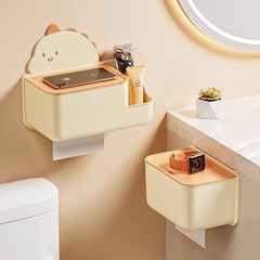 かわいいティッシュボックス壁掛けパンチフリー2025新しい家庭用トイレットペーパー多機能収納ボックス