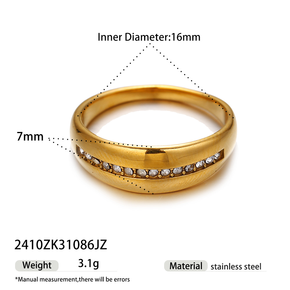 Anillo de acero inoxidable europeo y americano de Tena, diseño de nicho femenino, anillo de acero de titanio con incrustaciones de todo fósforo, joyería de explosión transfronteriza