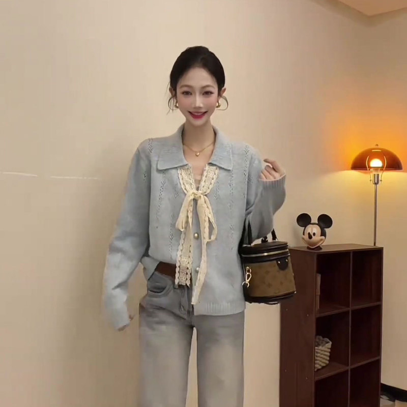 秋季新款女装上衣开衫毛衣女宽松慵懒风长袖秋装针织外套一件代发|undefined