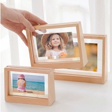 欧式相框摆台个性实木相框情侣礼品桌面儿童画框梯形榉木相框