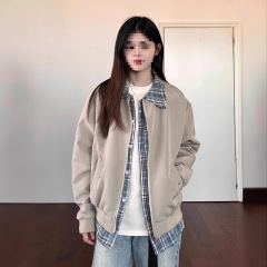 美式Cleanfit假两件翻领夹克外套女2025年春秋季新款宽松潮流上衣