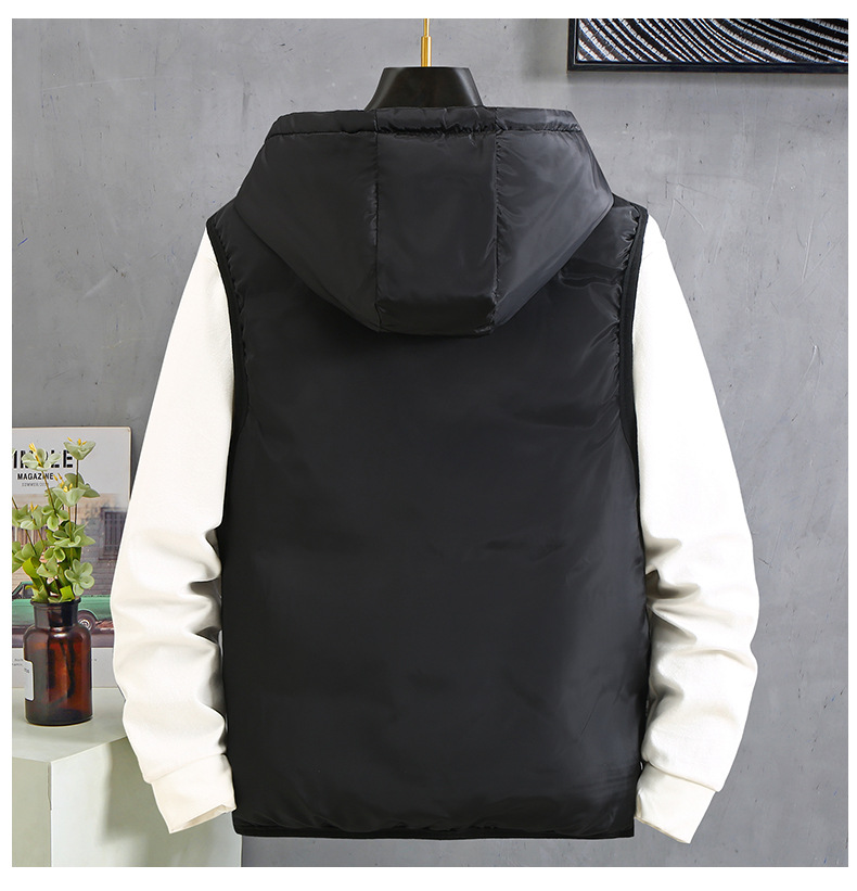 Daunenweste Herbst und Winter Neue Herrenbekleidung Kurzmantel auf beiden Seiten Lose Kapuze Beliebtes Baumwoll-Tanktop_voghion.com