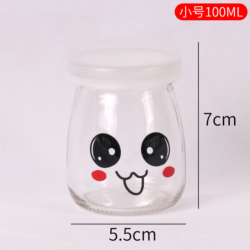 Vaso para pudín con tapa, botella de vidrio para pudín, tarro de miel, gelatina, vaso para mousse de leche de doble capa, vaso para yogur, patrones creativos al por mayor