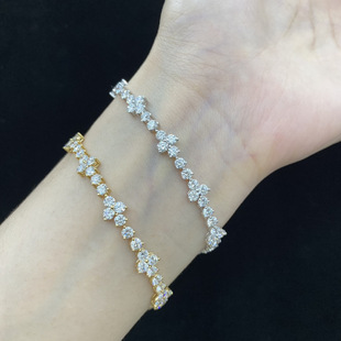 European and American Style 18K Gold Inlaid Cultured Diamond Bracelet Round 0.1Ct Fine Jewelry Full Diamond Bracelet Cross