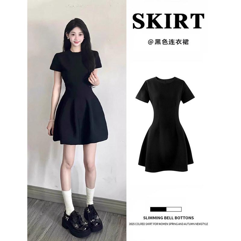 Black Hepburn-Style Dress for Women, Summer Beauty, A-Line, Petite, Pure and Elegant, Waist-Cinching Little Black Dress, Short Dress Black Hepburn-Style Dress for Women, Summer Beauty, A-Line, Petite, Pure and Elegant, Waist-Cinching Little Black Dress, Short Dress