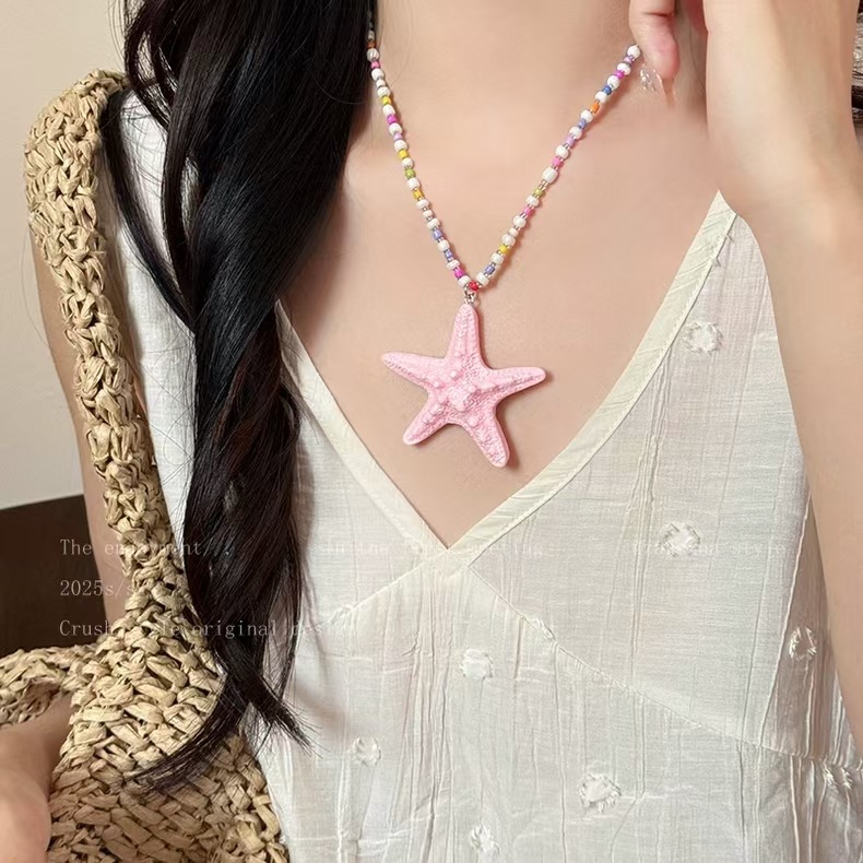 Natural Stone Shell Necklace For Women Beach Collarbone Chain_voghion.com