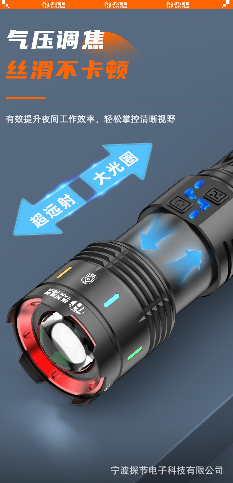 Kuaishou's Popular Aluminum Alloy Outdoor Tactical Flashlight, Strong Light, Ultra-Bright, Long-Lasting, Multi-Functional Emergency Flashlight, Cross-Border