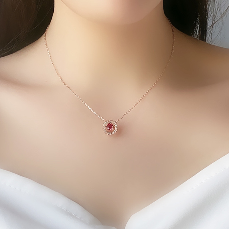 施家1:1对版跳动的心项链女施华洛水晶跳动的心锁骨链女厂家代发|undefined