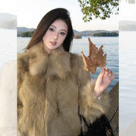 新款古着环保皮外套女秋冬季小众复古高级感辣妹风毛毛大衣外穿