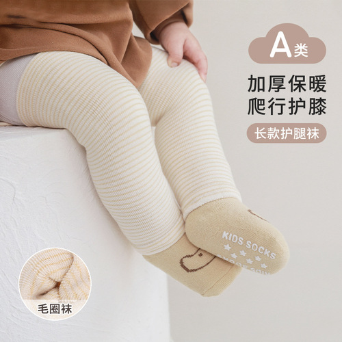 Winter Newborn Baby Knee-High Thick Warm Insulated Crawling Leg Guards Long Socks