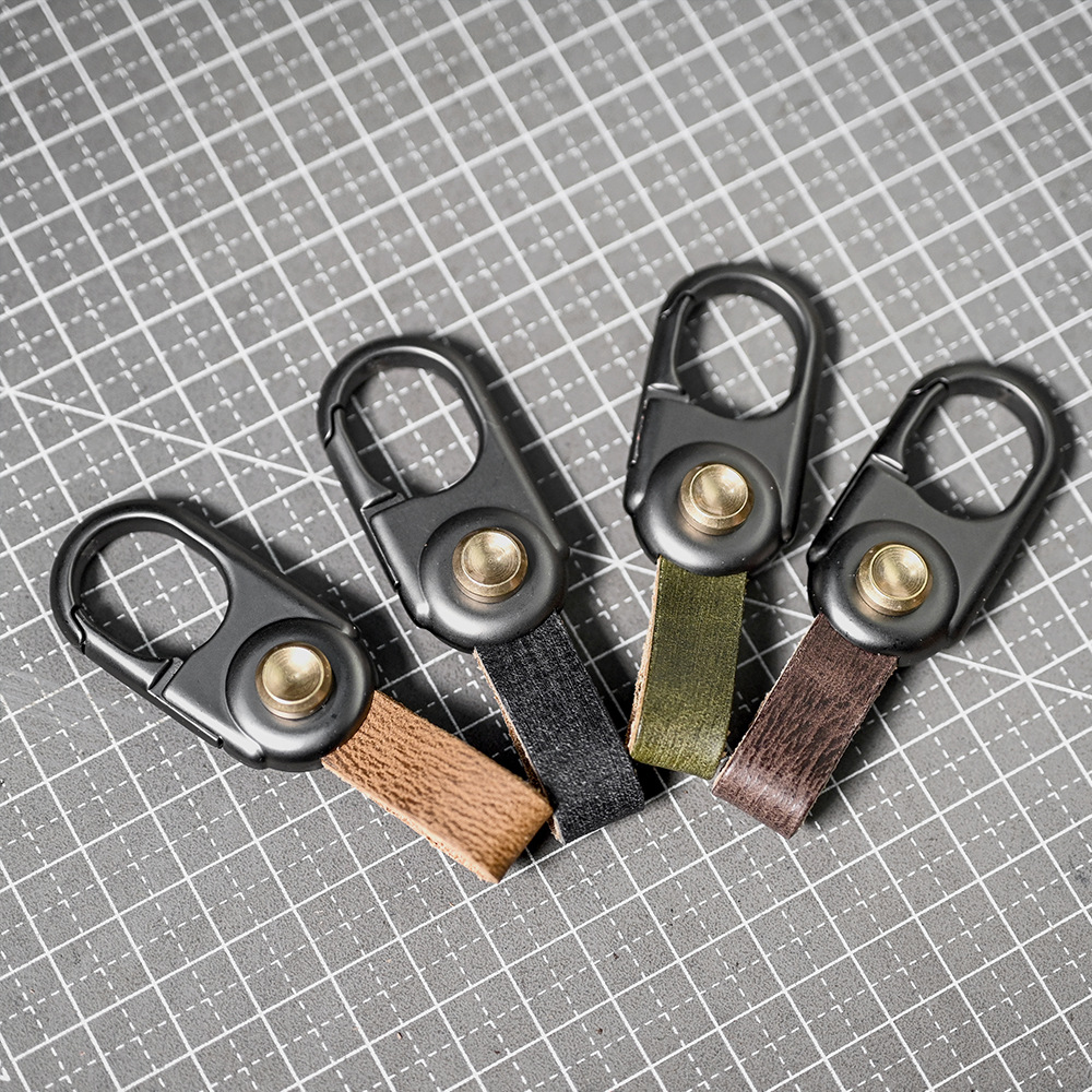 Car supplies screw-free easy-to-install household car keychain head metal leather key ring