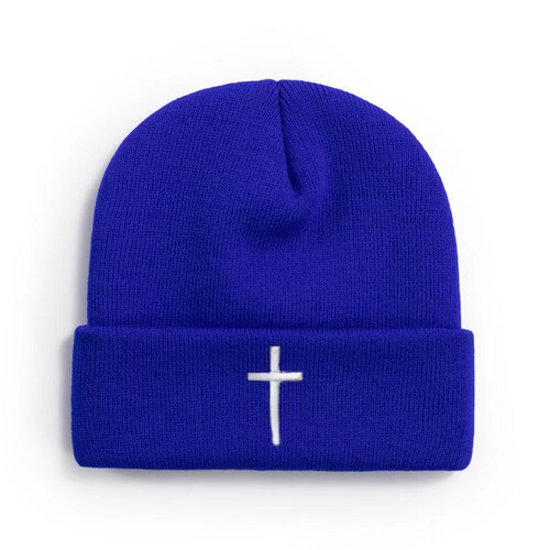 Versatile New Embroidered Casual Outdoor Winter Warm Wool Hat with Cross, Simple and Elegant, Unisex for Autumn and Winter