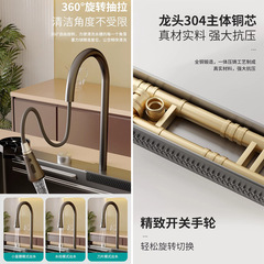 Gun grey black flying rain 3.0 nanometer coating kitchen sink 304 stainless steel dishwasher dish rack single sink QH02