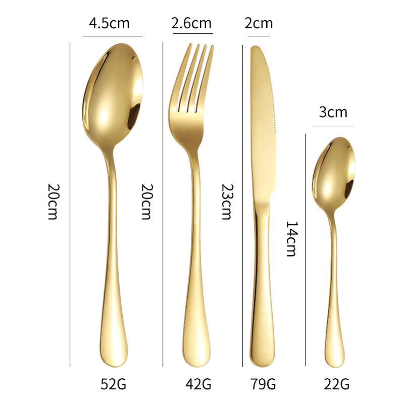 Cross-border stainless steel cutlery set of 24 pieces, gold storage rack, Western-style steak gift box set