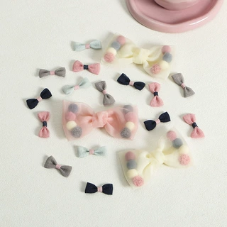 韩版网纱蝴蝶结装球手工儿童发饰发带辅料七彩泡沫球女孩头饰配件