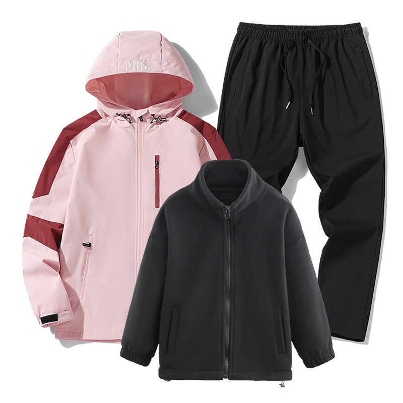 親子用ジャケット 3-in-1 フリースインナー付き 登山服 防風防水 学校活動用 子供服 ジャケット カスタムメイド|undefined