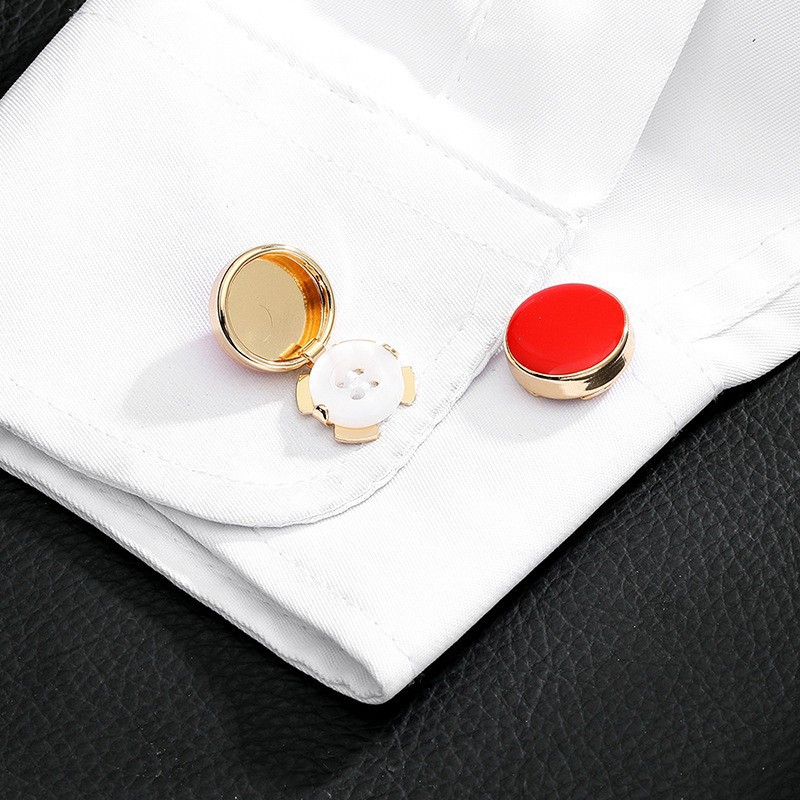 Runda manschettknappar i koppar mångsidig och enkel design_voghion.com