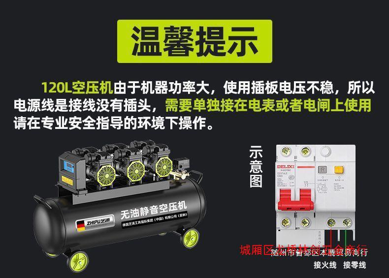 German Zhipu air compressor pump small 220v air compressor oil-free mute industrial grade woodworking high pressure