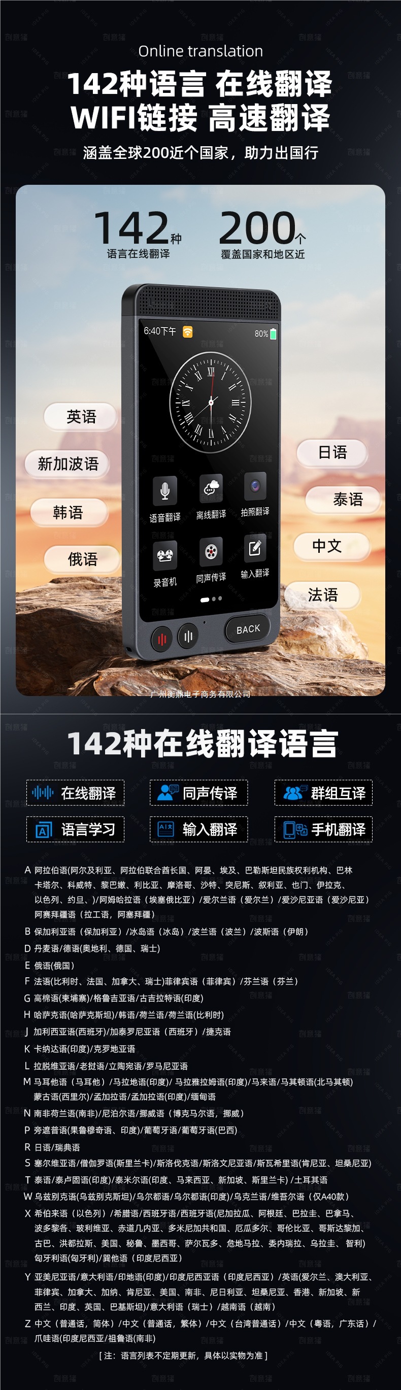 The 2025 new offline intelligent translation machine, simultaneous translator, enables real-time voice dialogue and multi-language translation into English undefined