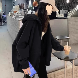 Simple Solid Color Casual Coat Women's Mid-length Thickened Outer Wearing Loose All-match Korean-style High Street Style Cardigan Sweater