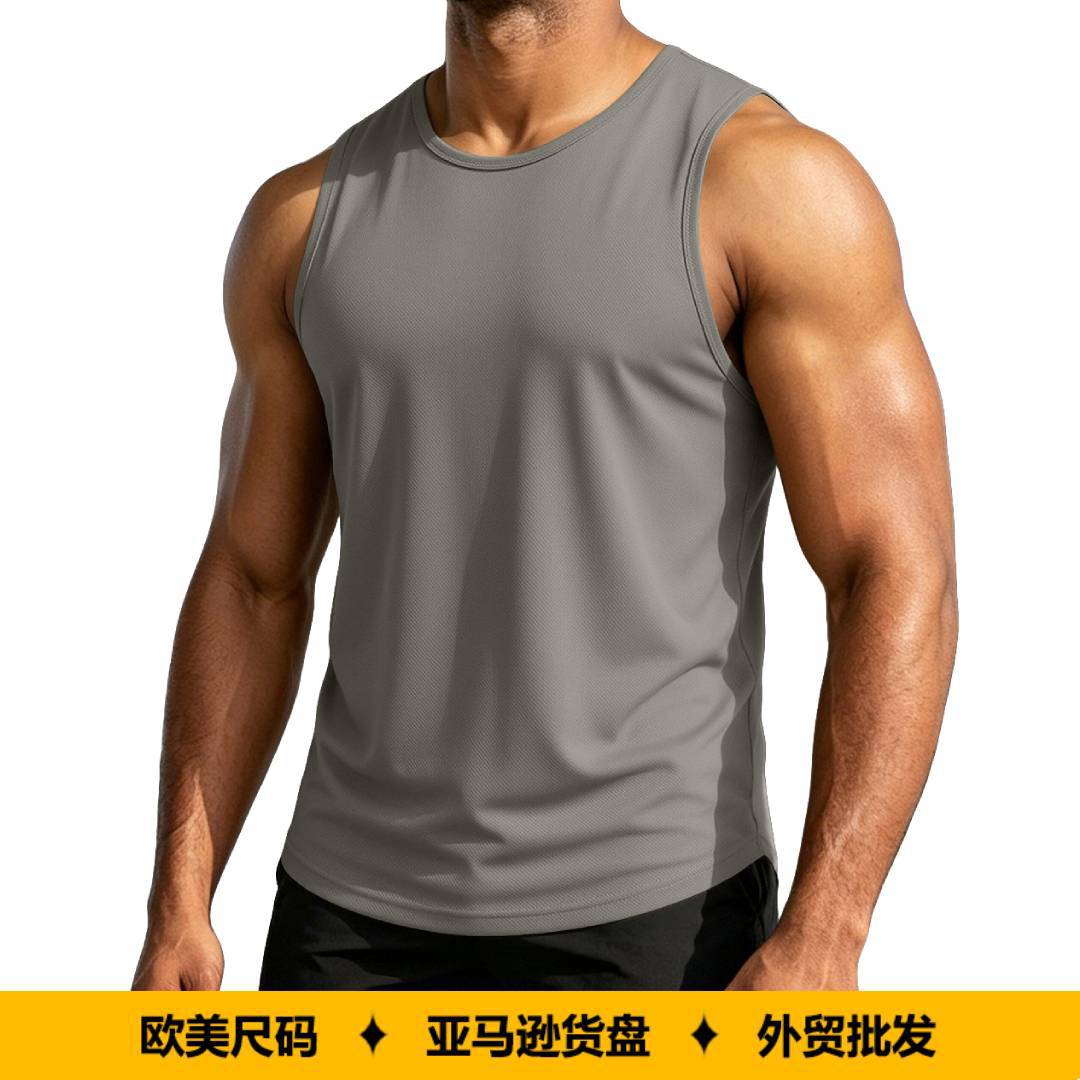 Cross-border Amazon summer heavyweight American-style sleeveless T-shirt for men, lightweight fitness sports breathable quick-dry tank top