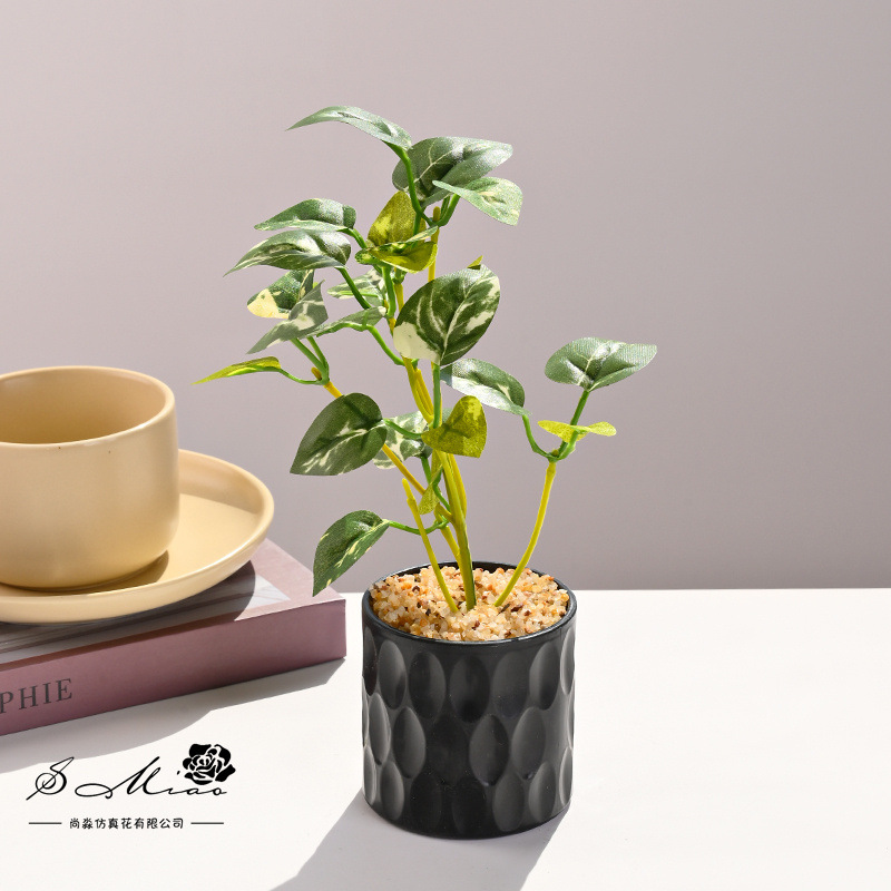 Simulación de plantas verdes, pequeñas plantas en macetas, flores artificiales, flores creativas, decoración de estudio fotográfico para el hogar, plantas verdes artificiales, bonsai de simulación image 7