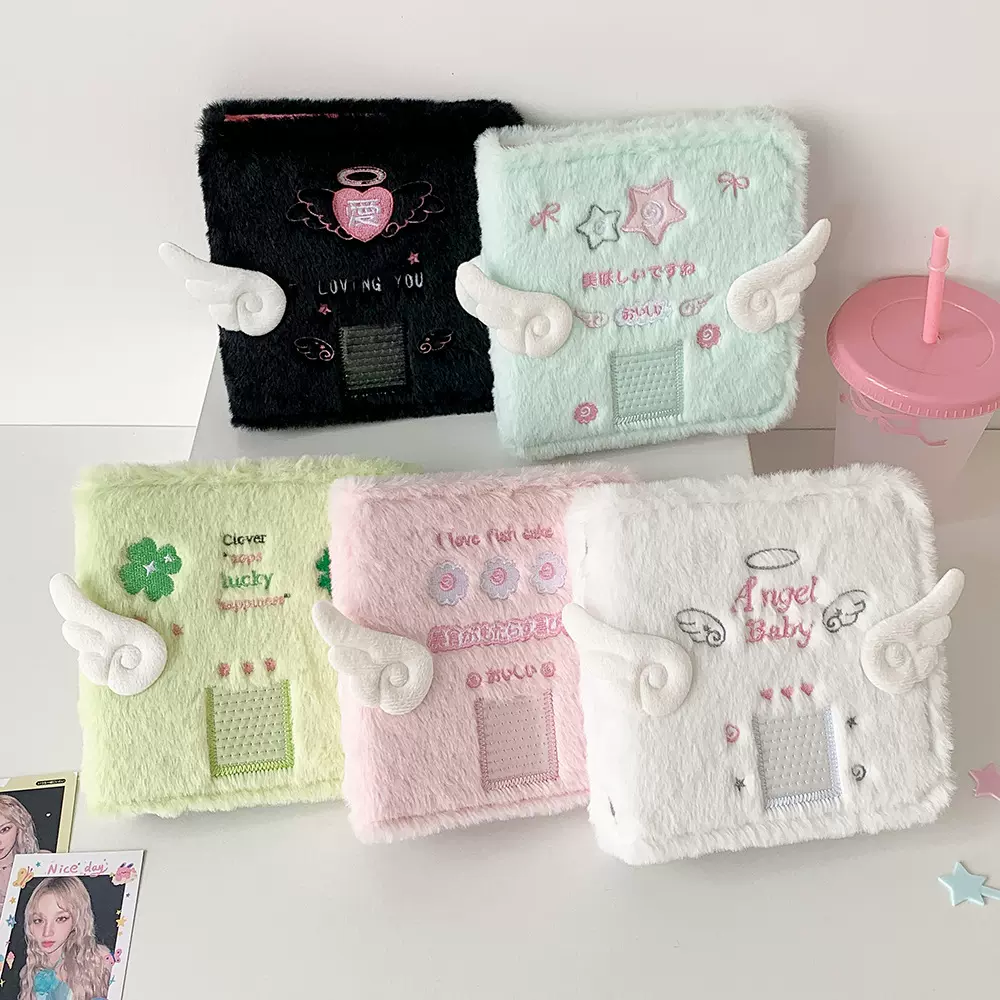 ins原创小天使活页收纳册A7可爱毛绒拍立得相册追星爱豆小卡卡册