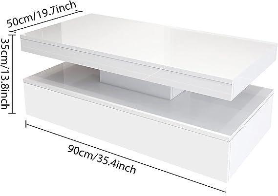 Modern Coffee Table with Rgb Led Lights, High Gloss Coffee Table with Remote Control