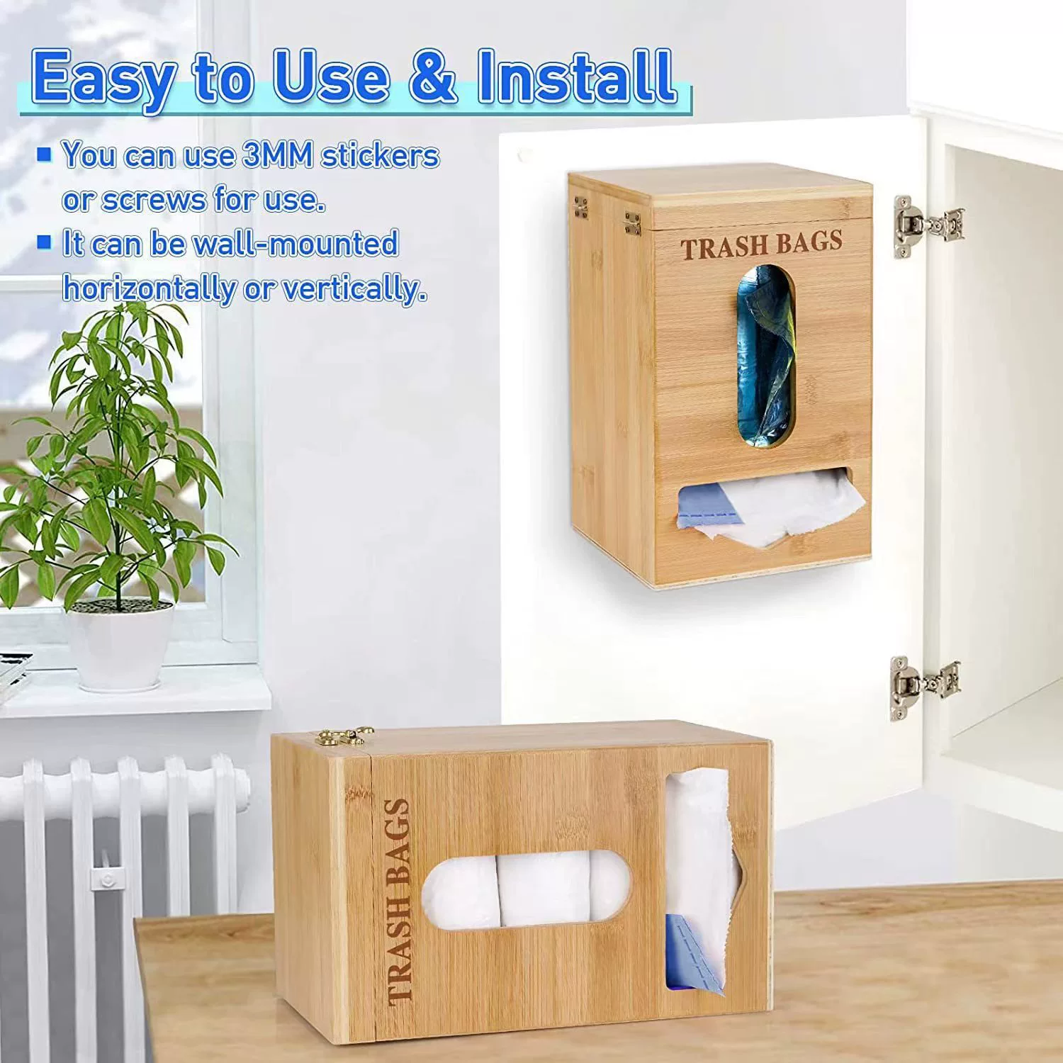 Пластиковая упаковка ящик для хранения бамбуковый деревянный бытовой кухонный ящик для хранения Подвесной Настенный мешок для мусора деревянный ящик для хранения