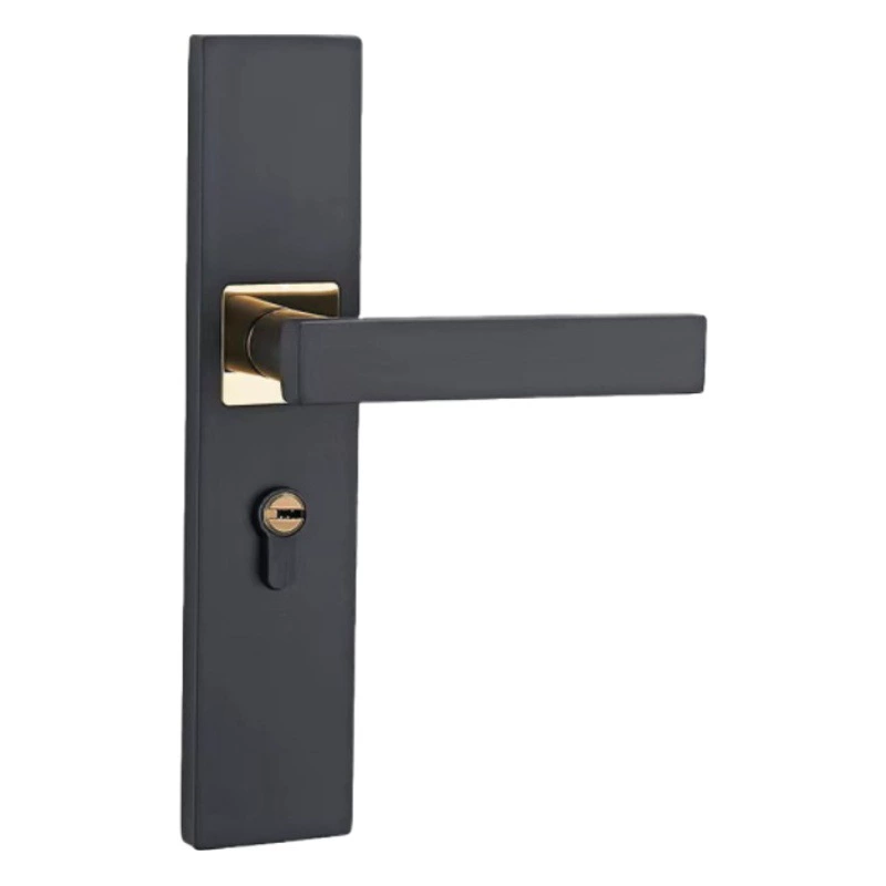 Дверной замок черной комнаты Дверная ручка из цельного дерева черного золота Простой офисный домашний бесшумный дверной замок костюм