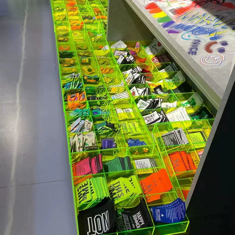 Цветная акриловая доска флуоресцентно-зеленого прозрачного цвета, девятиугольная сетка, коробка для хранения своими руками, коробка для демонстрации, квадратная коробка, индивидуальный дизайн