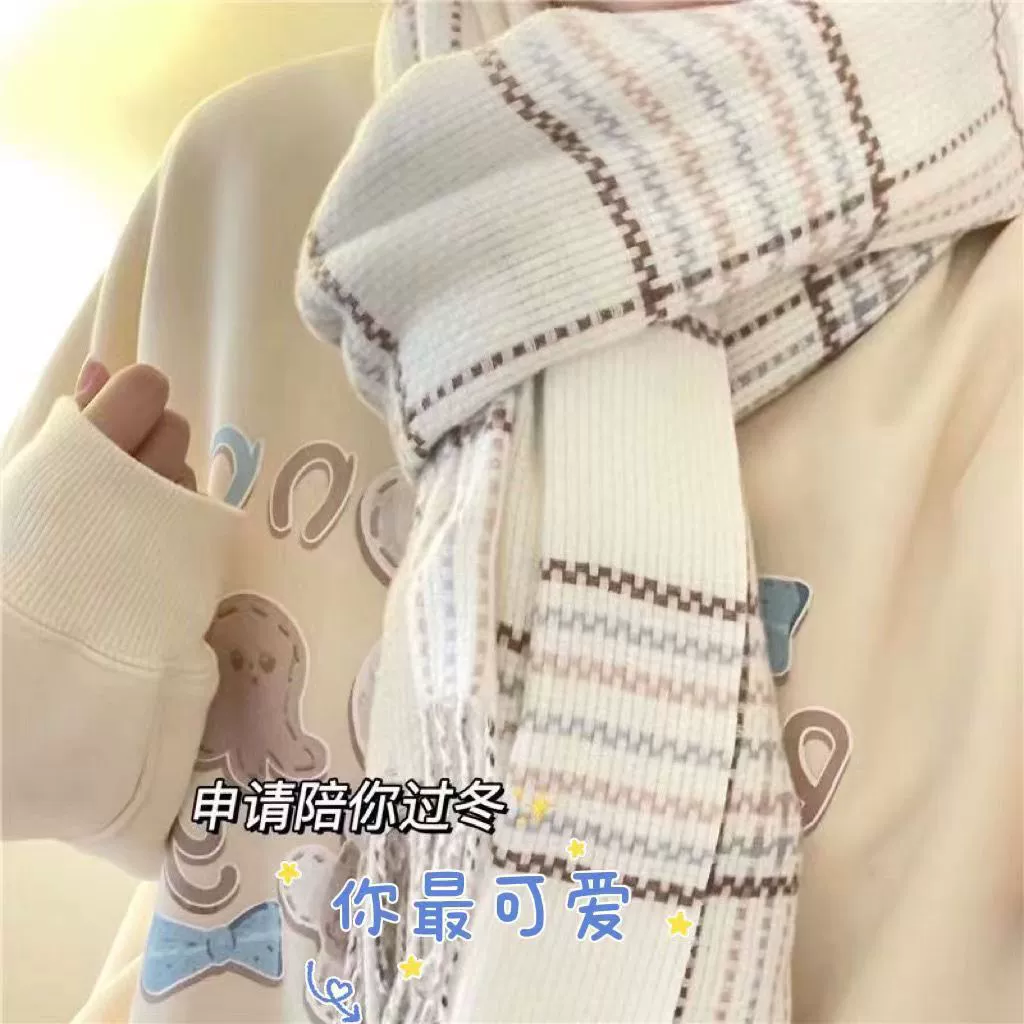 Winter demi-season scarf, knitted universal keep warm cloak made of faux fur, high-quality style, Korean style