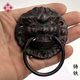中式仿古大门拉手复古门钹拉环圆形把手狮子头铁兽头门环铜配