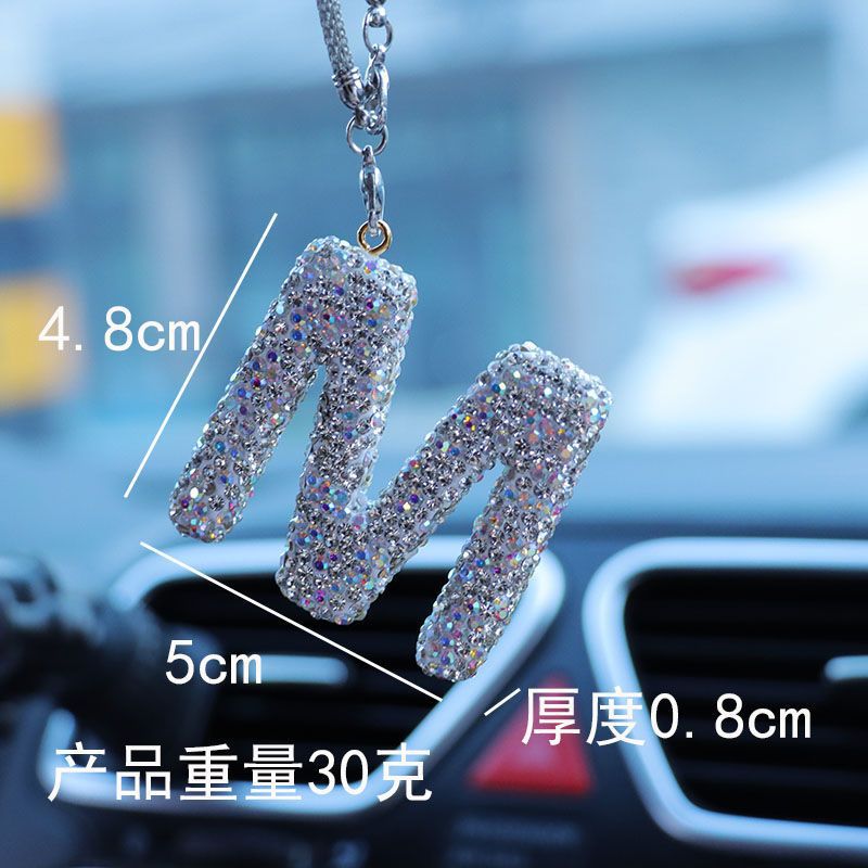 レターカーペンダント セラミック粘土 車のインテリアペンダント レディース ラインストーン 車のバックミラーペンダント ペンダント