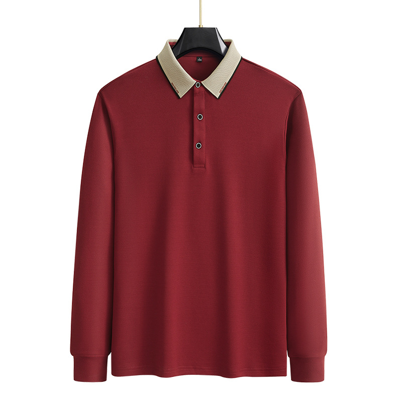Primavera y otoño para hombres de manga larga papá delgada polo más camiseta de solapa de tamaño grande camiseta para hombres de camiseta de base casual