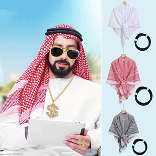 Hot Sale Arab Headband Headband Headband Combination Middle East Dubai Men Scarf Jacquard Square Cross Border Foreign Trade