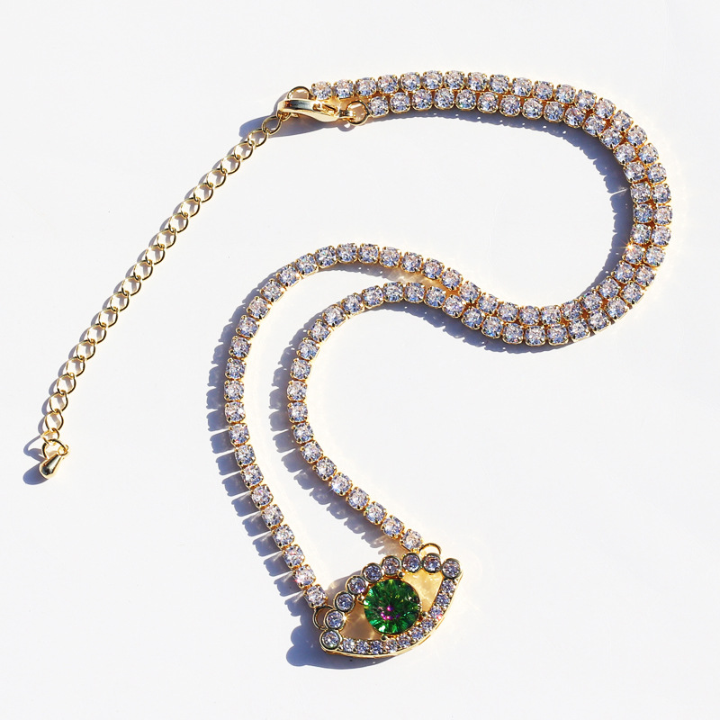 Retro Eye Copper Necklace Zircon Copper Necklaces
