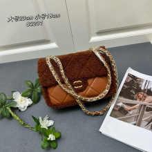 泰迪CF小香风菱格链条包羊羔毛包包羊皮女包单肩斜挎包毛毛腋下包