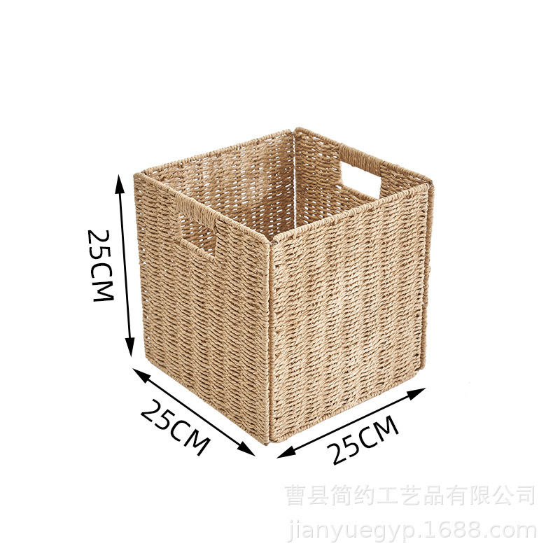 可折叠仿藤收纳筐折叠简约脏衣内衣物收纳篮正方形玩具零食储物篮|undefined
