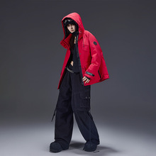 壹缺潮牌工装派克白鸭绒羽绒服女冬新款中长款户外冲锋衣棉衣外套