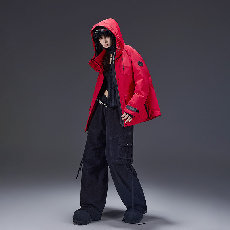 Yi Que Trendy Brand Workwear Parka White Duck down Jacket for Women, New Winter Mid-Length Outdoor Windbreaker Cotton Coat
