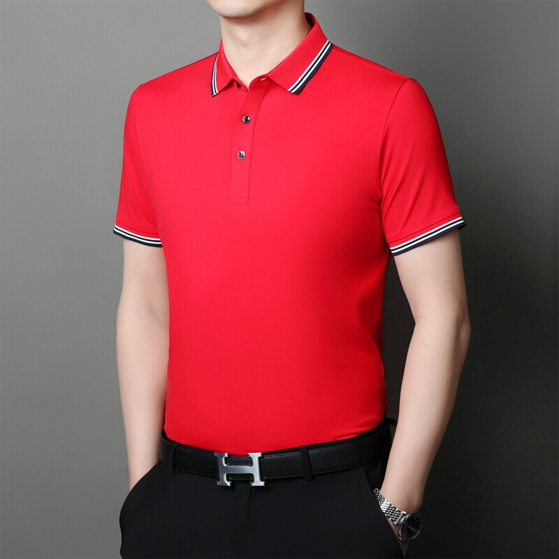 2026 Summer Ice Silk Workwear Polo Shirt Thin Solid Color Short-Sleeve T-Shirt Workwear Cultural Shirt Casual Top