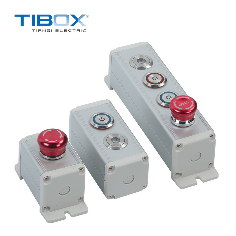 按钮盒铝合金 金属红波LPV/LPN开关盒带耳配电防水工控手柄控制盒