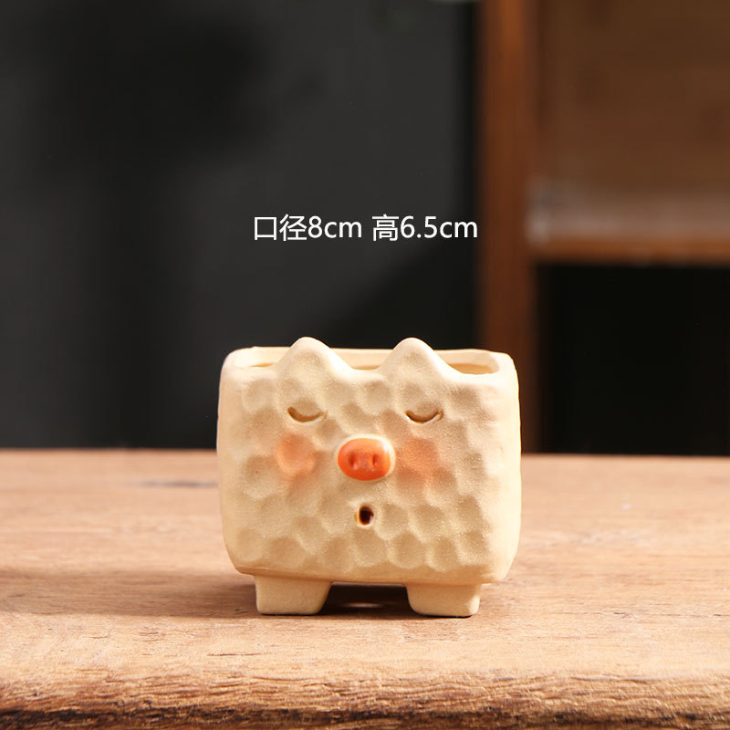 Cartoon multi-carne maceta creativa personalidad de escritorio respirable animal cerámica gruesa maceta de cerámica maceta al por mayor