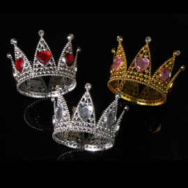 皇冠蛋糕装饰圆形轻款塑料爱心七角皇冠巴洛克生日派对鲜花装装饰