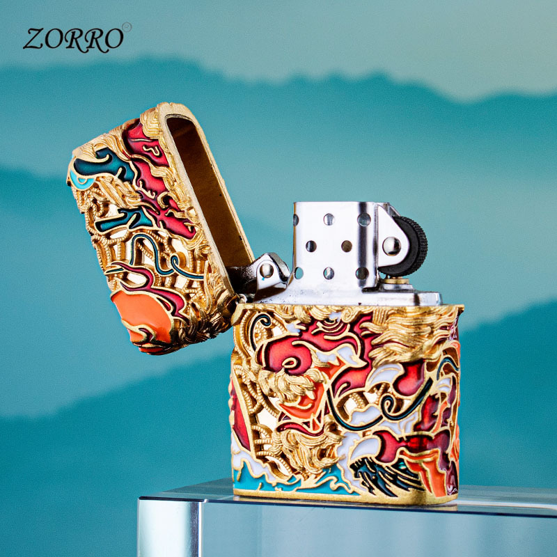 Zorro Longxing Tianxia ライター灯油金属防風発光エナメルハイエンド鎧ギフト男性用ドロップシッピング|undefined